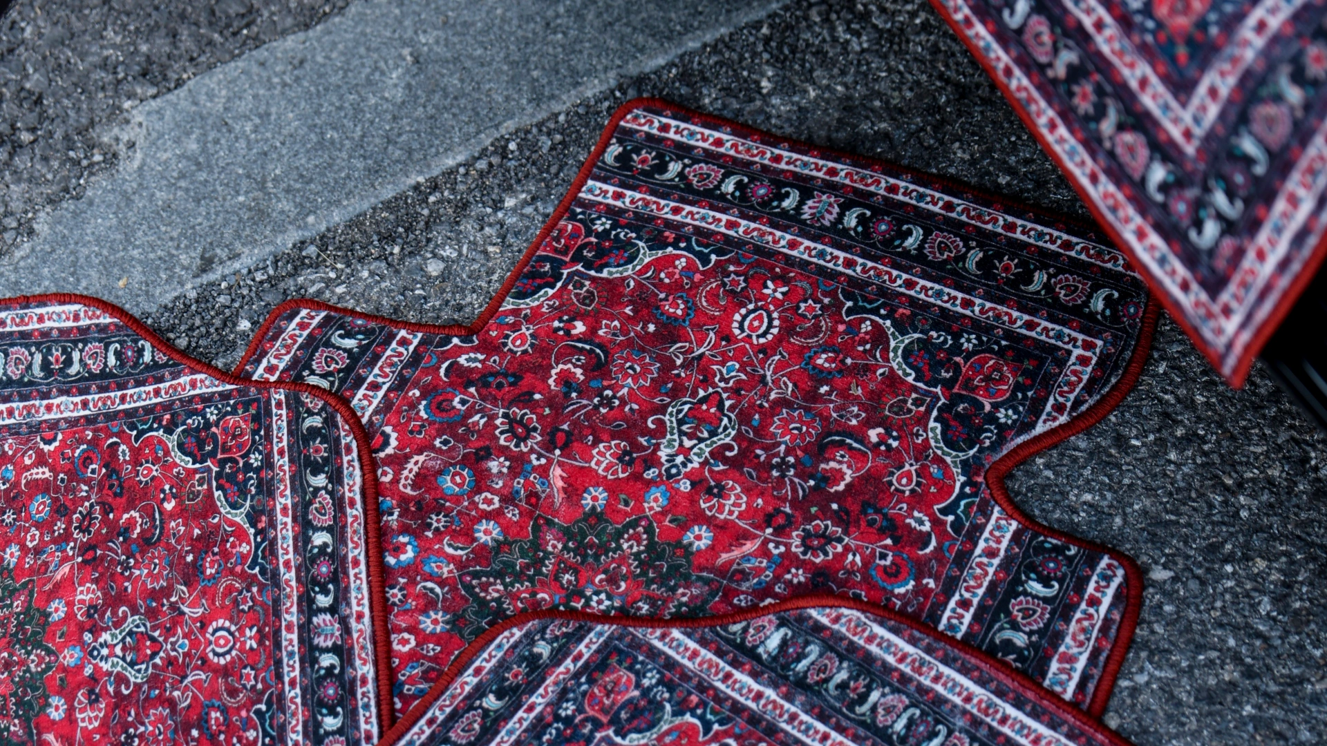 Carpet Car Mats — Deep Red, For Automatic Cars